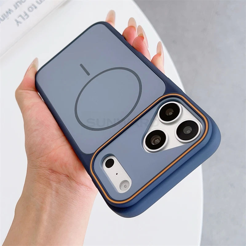 Luxury Two Color Magnetic Matte Shockproof Case for iPhone 17 16 15 14 13 12 Pro Max Air Plus For Magsafe Wireless Charge Cover