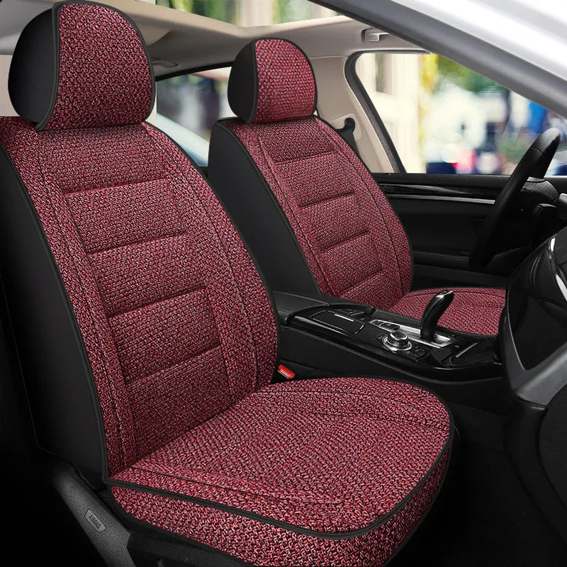 2025new Men's Car Seat Cover Linen Fabric Breathable Anti Slip Full Surround Car Front Single Seat Cushion Four Season Universal