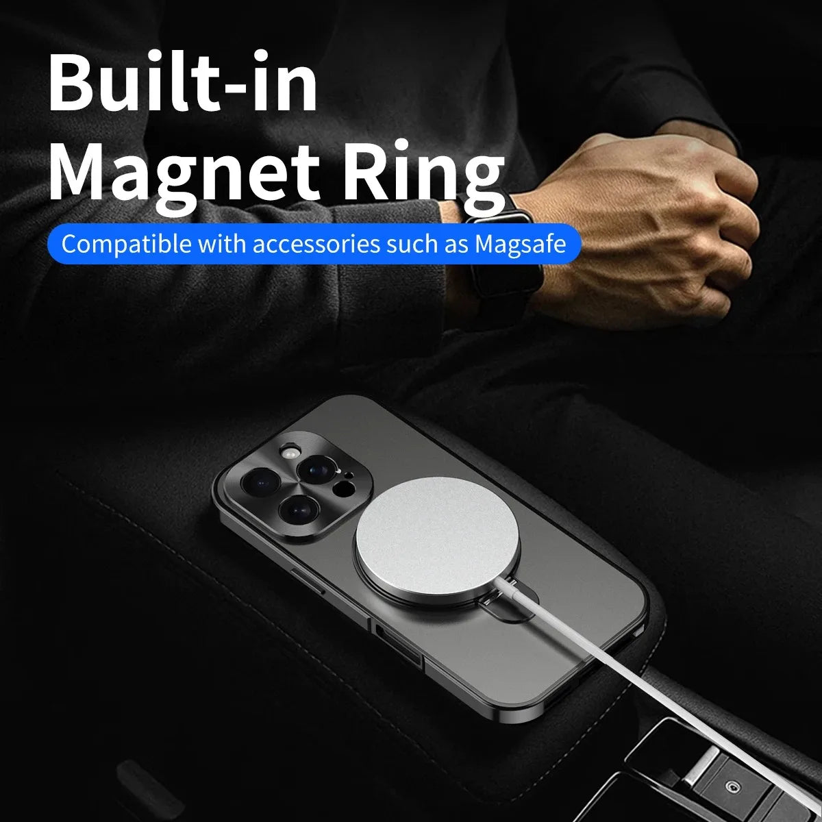 Original Farve Bagplade Mobiletui Til iPhone 17/14/15/16 Pro Max Magnetsuge Holder Metalramme All-Inclusive Spejlbeskyttelse Etu