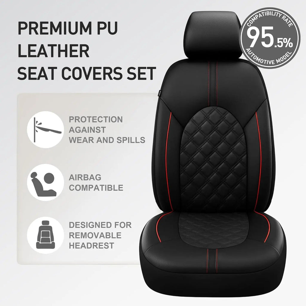 Universal Waterproof PU Leather Car Seat Covers Full Set with Split Bench Design for Sedans, SUVs, Trucks CM World