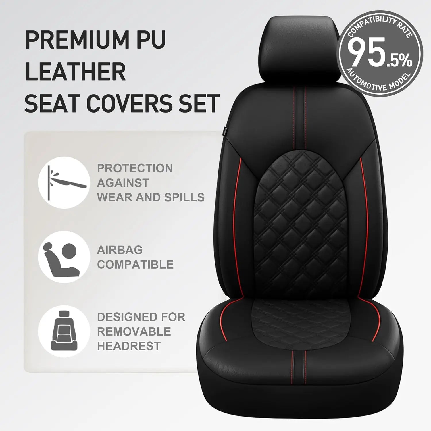 Universal Waterproof PU Leather Car Seat Covers Full Set with Split Bench Design for Sedans, SUVs, Trucks CM World