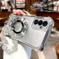 Luxury Lanyard Ring Holder Phone Case For Samsung S26 S25 S24 S23 S22 S21 Plus FE Ultra Edge Glitter Shockproof Stand Soft Cover