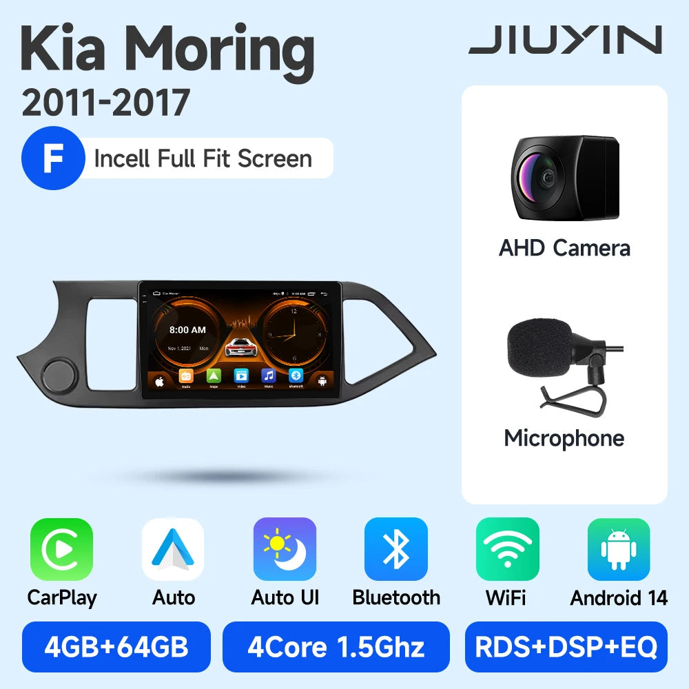 JIUYIN Android 15 Carplay Car Radio Multimidia Video Player For KIA PICANTO Morning  2011-2016 Navigation GPS IPS Head Unit CM World