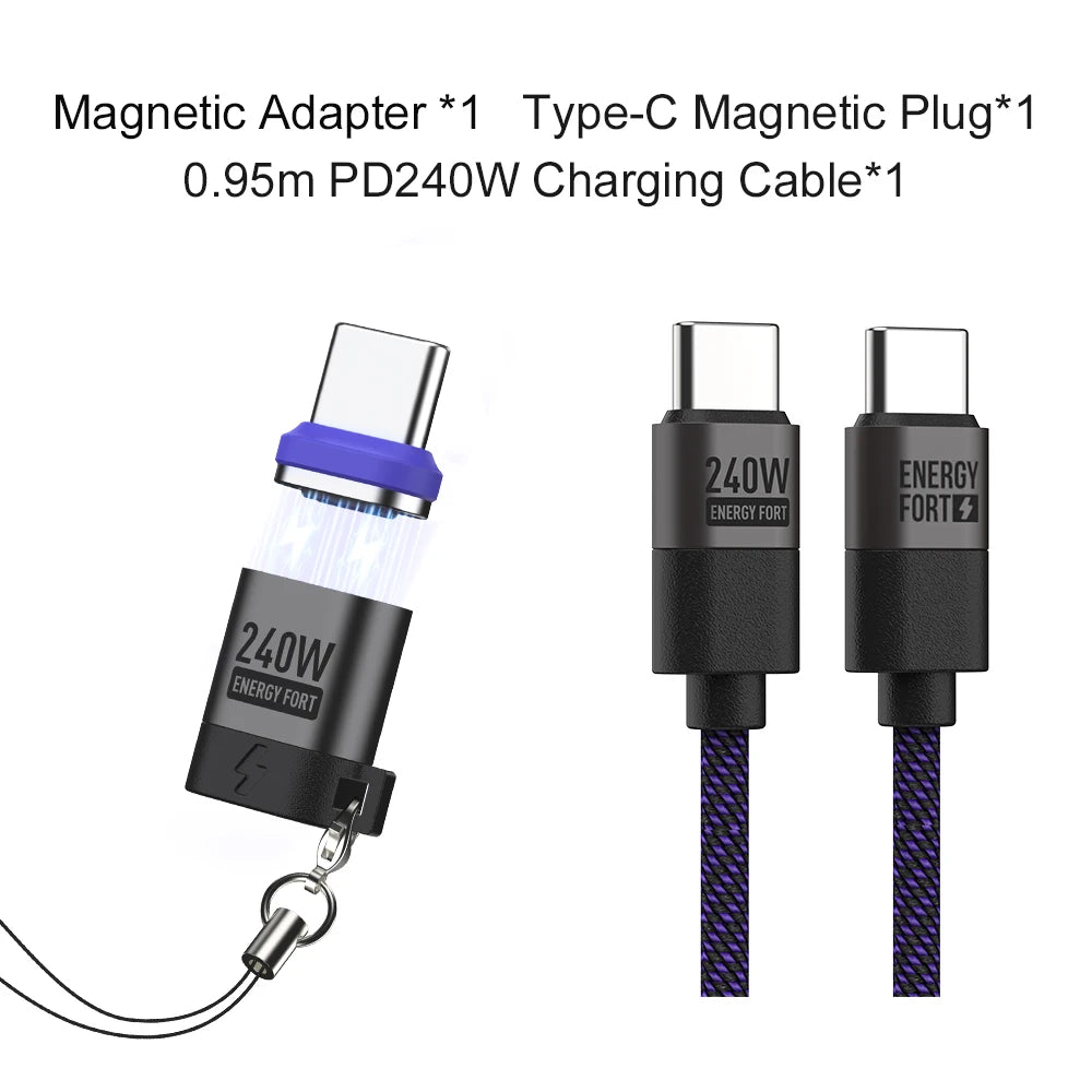 PD 240W Type-C Magnetic Adapter PD3.0 Fast Charging Right Angle USB C Connector Extender for iPhone 16 Macbookair Samsung