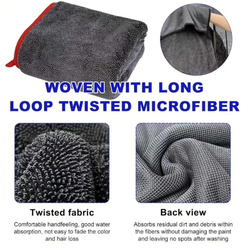 Ultra Absorbent Car Towel XXL Extra Large Microfiber Drying Towel - Ultra Absorbent Thickened Technology with Twist Ring Design