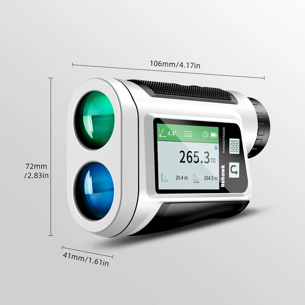 NOHAWK Multi-function Golf Rangefinder, Side Screen Display And Voice Announcement,  Flag Lock Vibration for Golfers And Hunters CM World