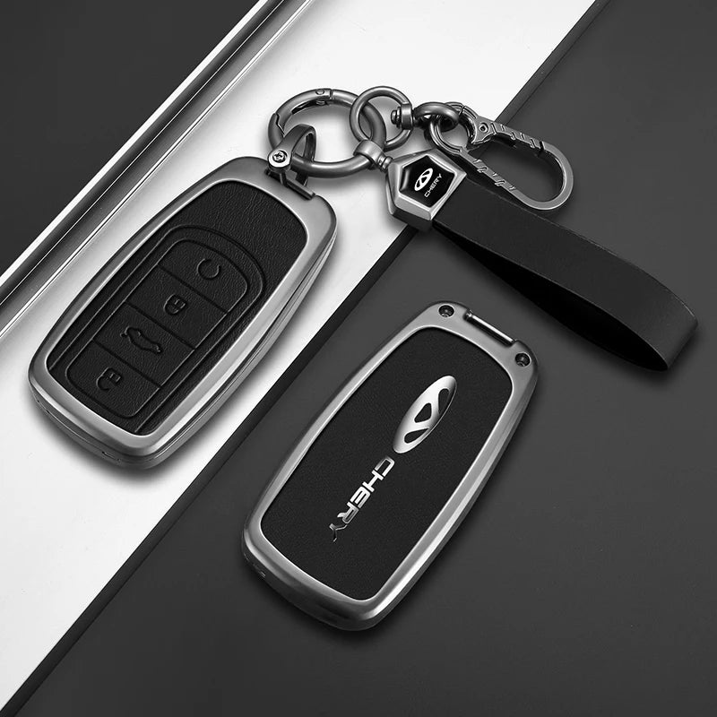 Zinc Alloy Car Key Cover For Chery Tiggo 7 Pro Smart Remote Key Case Shell Anti‑Drop Keychain Auto Accessories