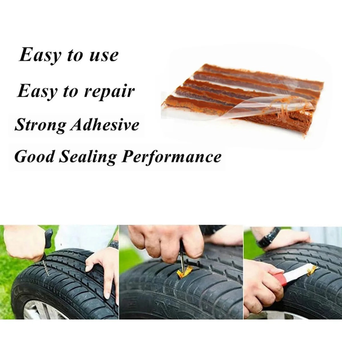 5/10/20/25/50/100PCS Car and Motorcycle Tire Repair Strip Kit Tubeless Tire Puncture Plug Sealing Rubber Strip Repair Tool
