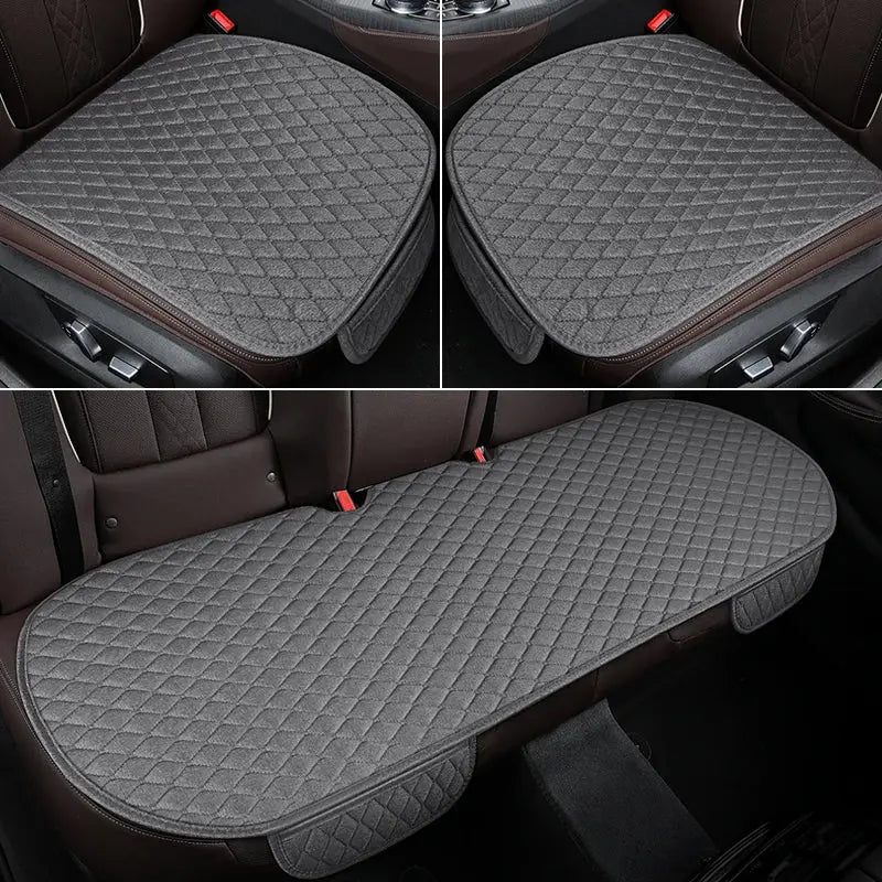 Xiaoman Waist Car Cushion Four Seasons Universal Half Pack Breathable Car Cushion Linen Fabric Seven Piece Set Seat Three Piece Car Mobile World