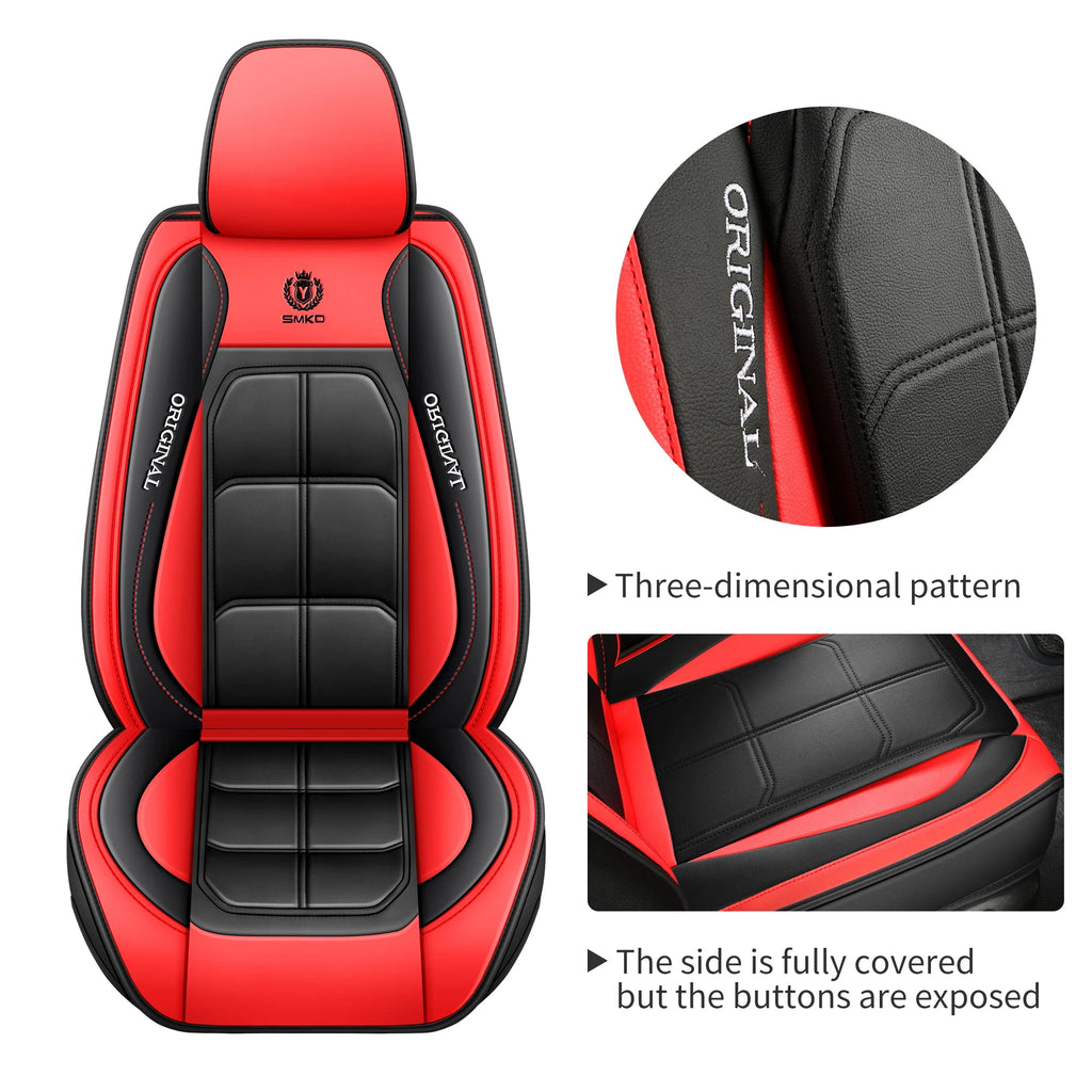 1pc Premium PU Leather Universal Fit Car Seat Cover All-Season Protector Mat with Soft Cushion Full Package Seat Cover CM World