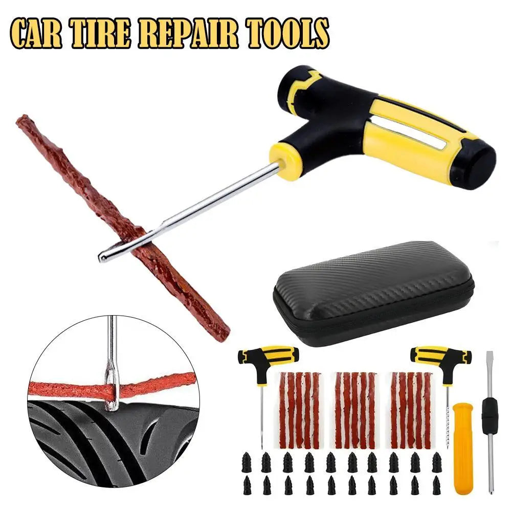 Car Tire Repair Tools Puncture Plug Tool Tire Puncture Emergency Treatment Outdoor General Tire Patch Stirring Glue Tool Set