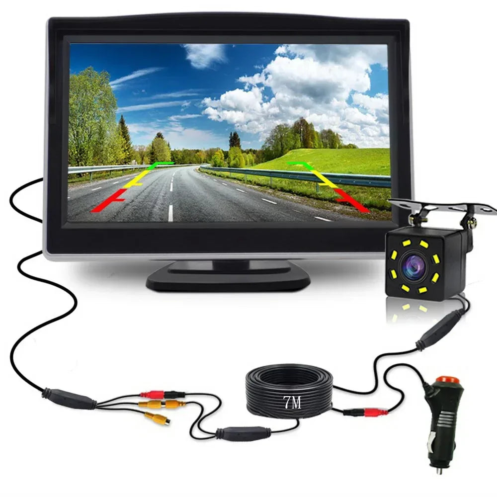 Easy Installation Rear View Backup Camera 4.3/5 Inch Car LCD Monitor for Vehicle Van Night Vision Reverse Video Parking CM World