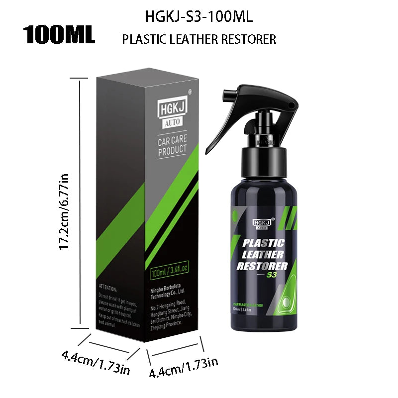 S3 Car Plastic Leather Restorer Spray Polish Cleaner Coating Agent  Back To Black More Gloss Car Cleaning Products CM World