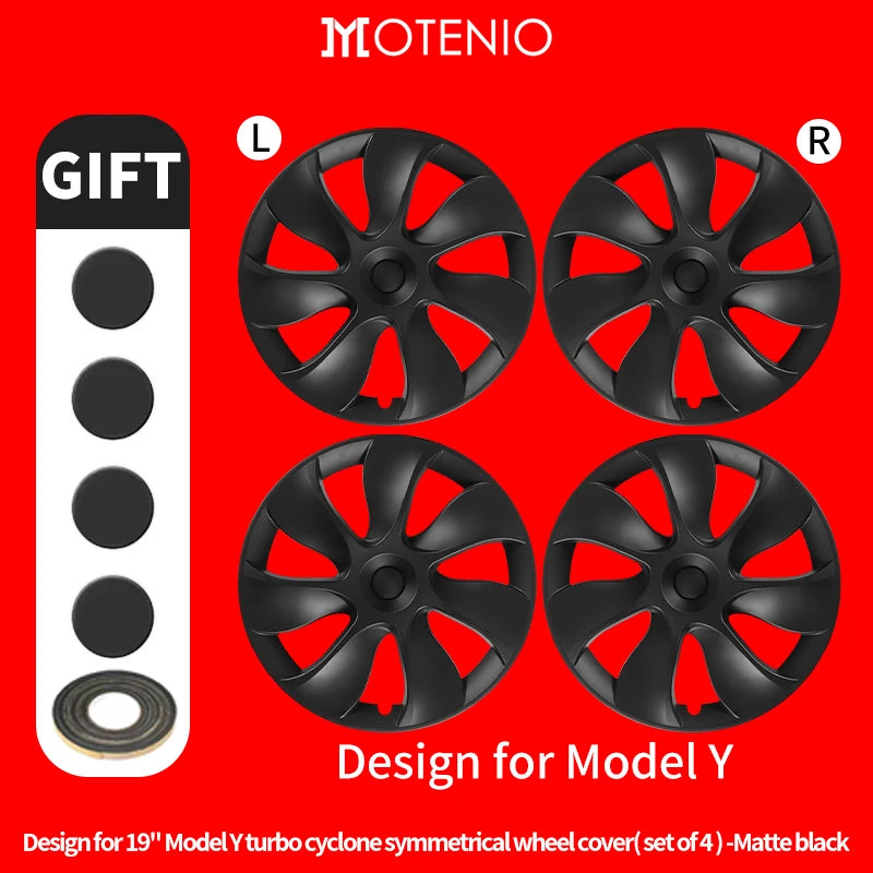 4PCS Wheel Cover For Tesla Model Y 2020-2024 19 Inch Right＆Left Hubcaps Cyclone Style Wheel Cover Replacement Accessories CM World
