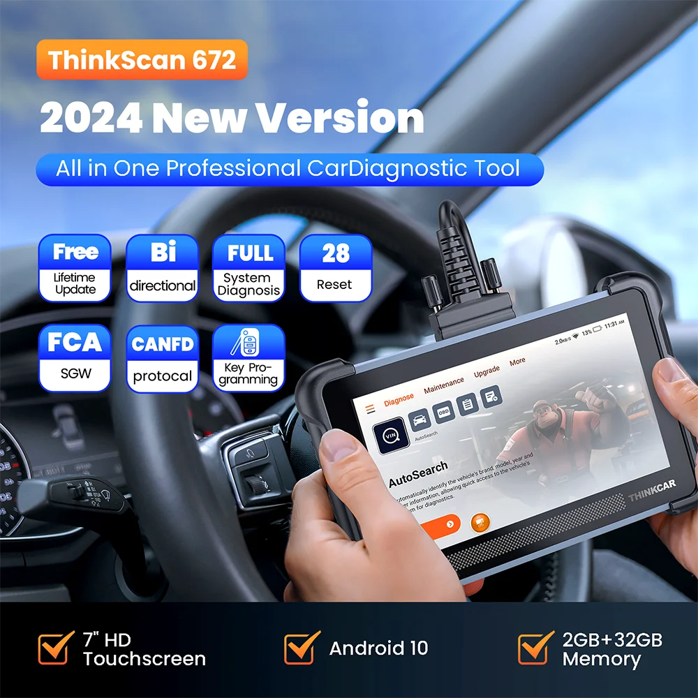 Thinkcar Thinkscan 672 Diagnostic Tools Full System Car OBD2 Scanner 28 Reset Lifetime Free Update Active Test Thinkcar Tools