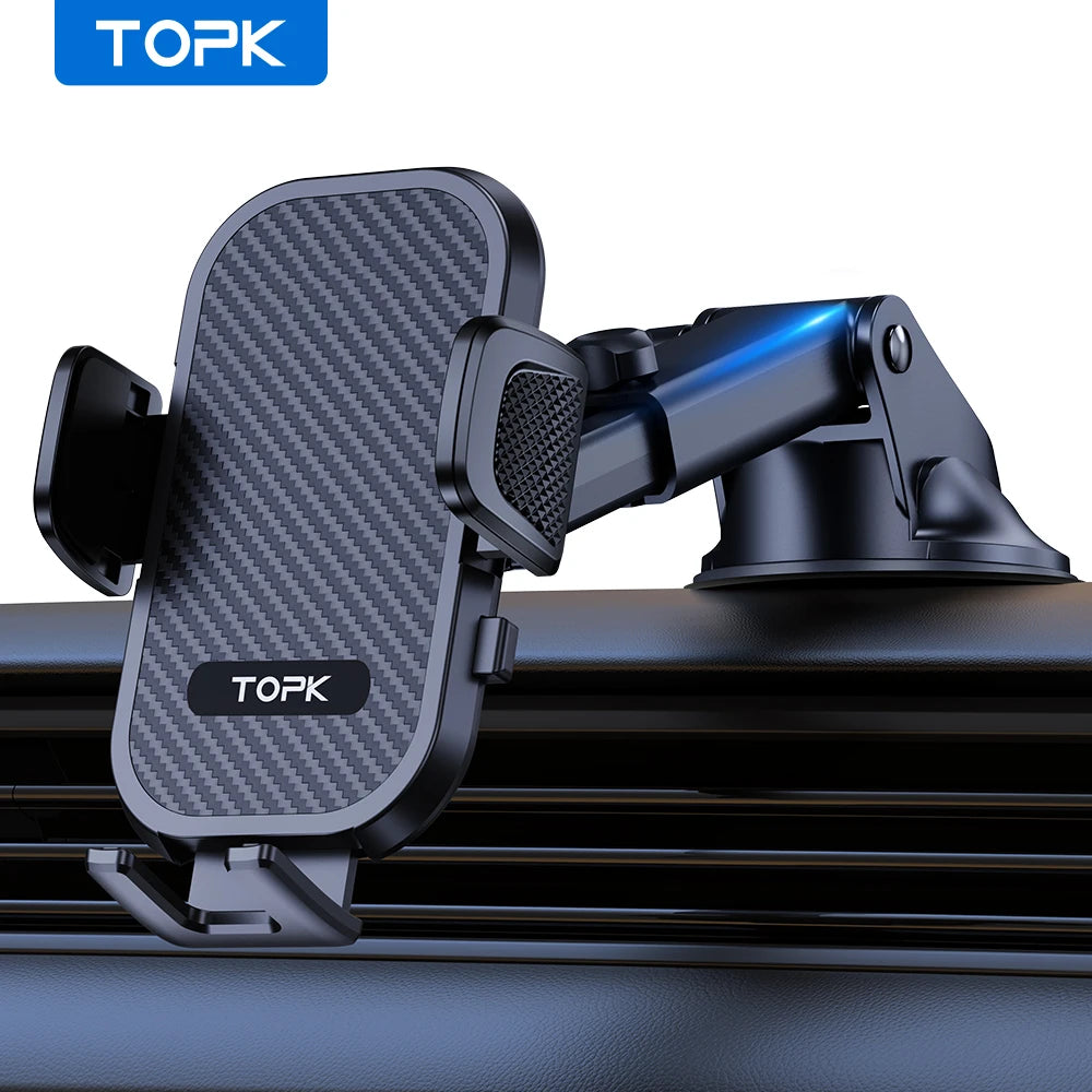 TOPK Car Phone Holder Air Vent Suction Cup Mount Stand for iPhone Samsung Xiaomi, Universal Mobile Support GPS Bracket