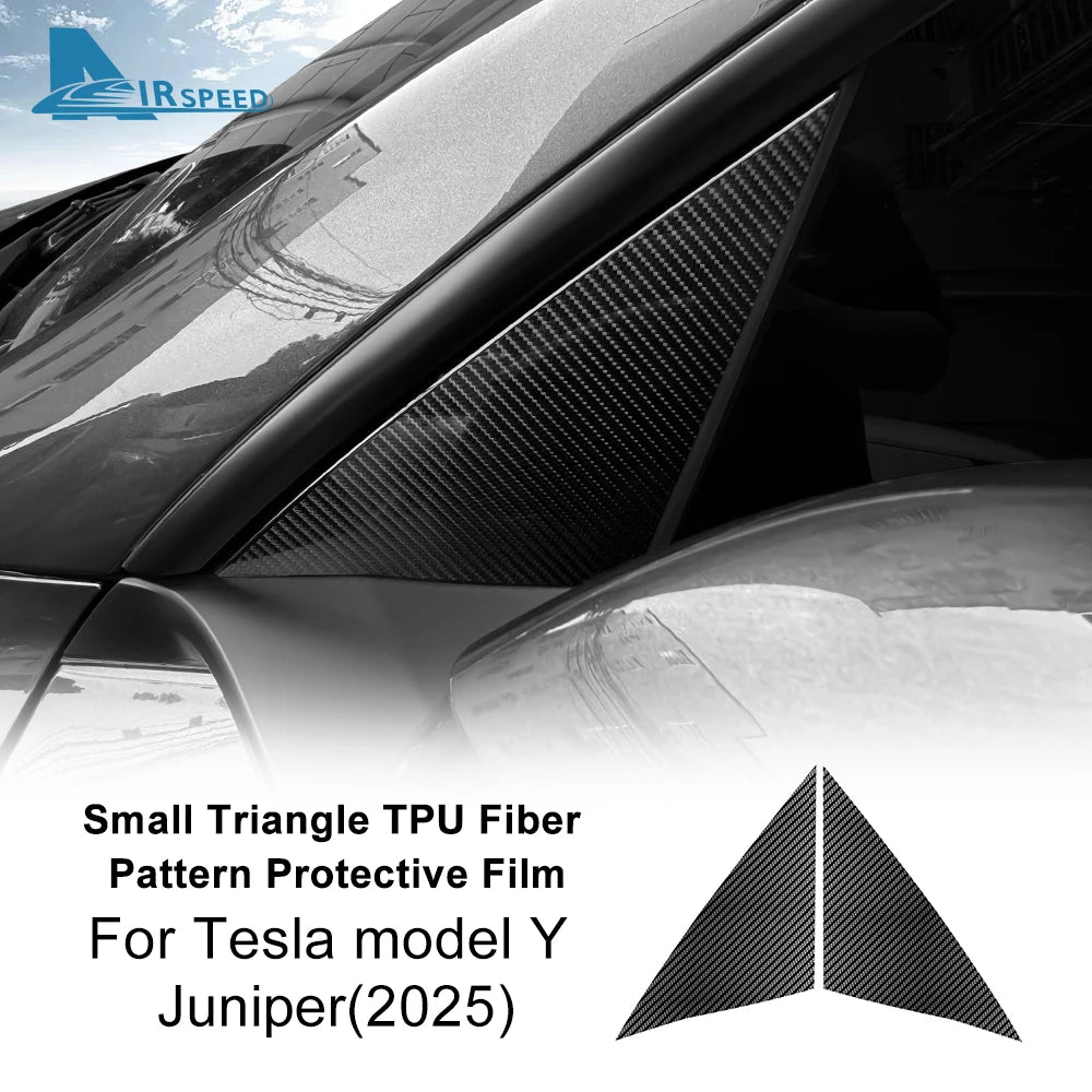 For Tesla Model Y 2025 A Pillar Outer Triangle Carbon Fiber Pattern TPU Film Interior Decoration Car Modification Accessories Car Mobile World