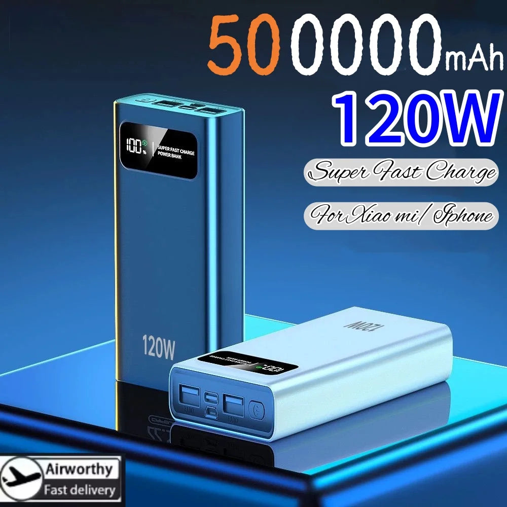 120W 200000mAh Power Bank Super Fast Charging Battery High Capacity Digital Display Power Bank For iPhone Samsung Huawei Car Mobile World