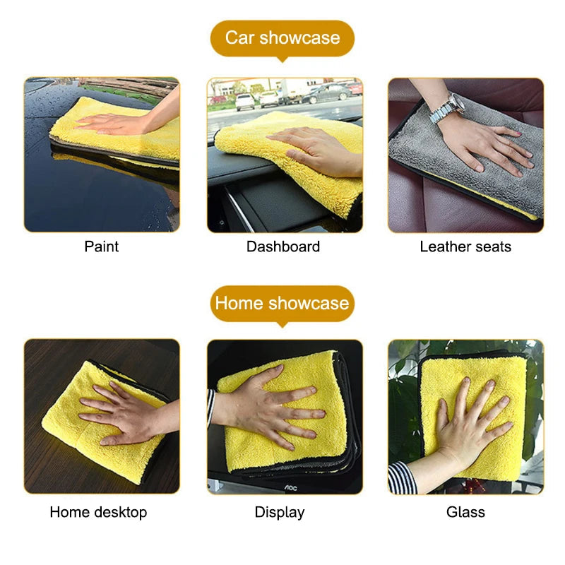 SEAMETAL Microfiber Car Wash Towel Ultra-Soft Scratch-Free Car Cleaning Towel Double-Side 400GSM Drying Cloth High Absorbency CM World