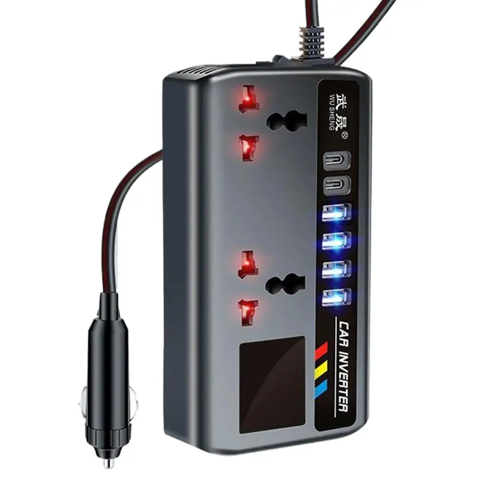 Portable Car Inverter Converter Fast Charging Ports Automotive Charger 12V/24V To 220V Inverter 3 USB Ports Vehicle Accessories CM World