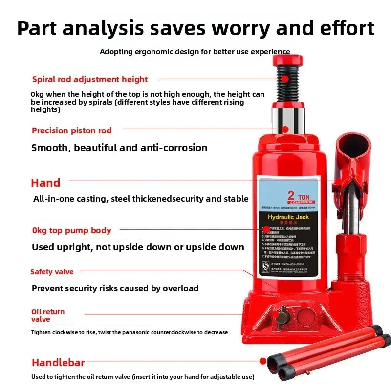 Durable  Vertical Jack 2T3 Tons Hand Hydraulic Hydraulic Car Jack Lifting Tool for Cars Seamless Steel Oil Stain Resistant