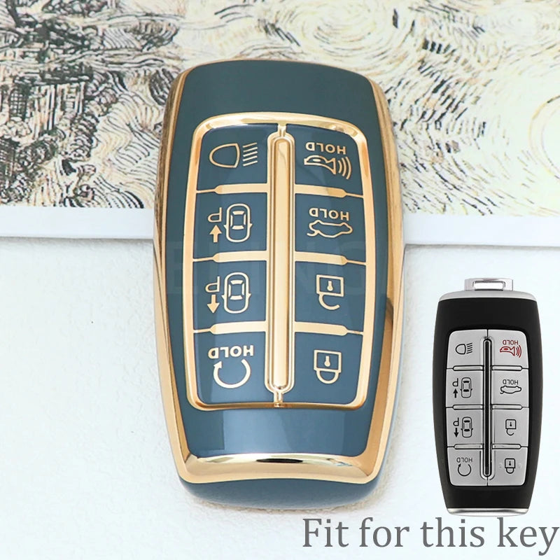 Auto For Hyundai Genesis GV70 GV80 GV90 2020 2021 2022 8 Button TPU Car Key Case Cover Holder Key Shell Keychain Accessories