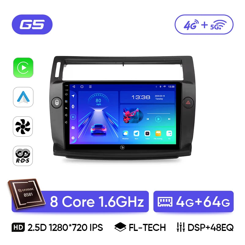 Ainavi Car Radio For Citroen C4 C-Triomphe C-Quatre 2004 2005 2006 2007 2008 2009 Wireless Carplay Android Auto Multimedia 2 Din CM World