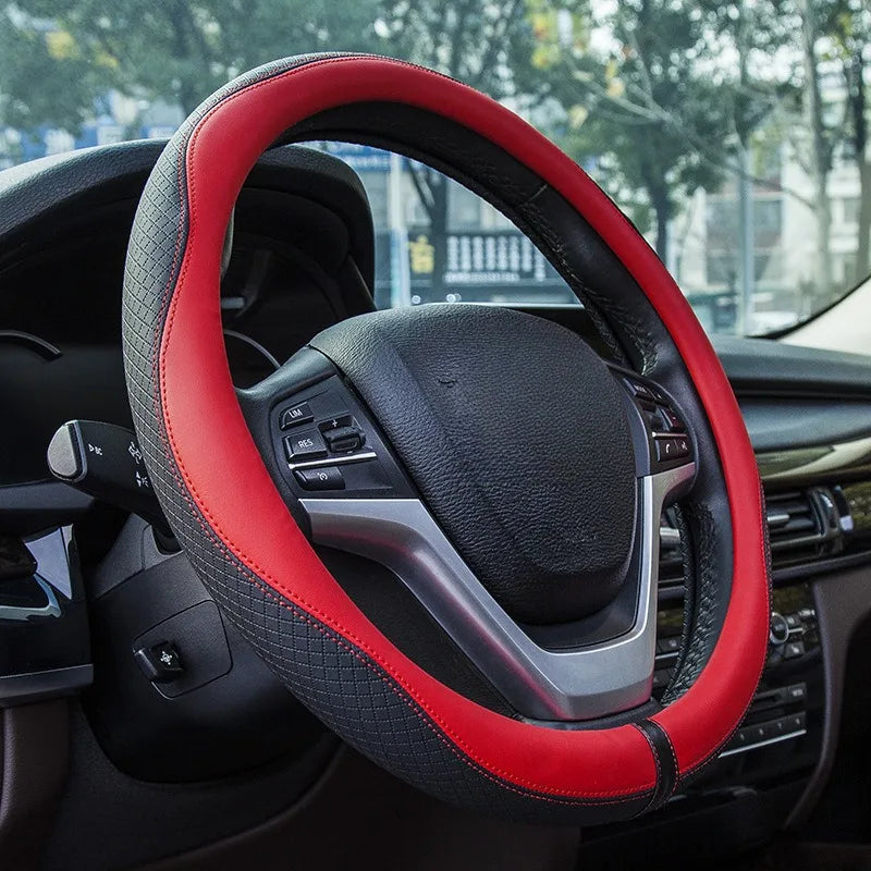 Leather Car Steering Wheel Cover Universal Steering Wheel Covers Car Accessories Interior Non-slip Steering Wheel Grip O/D Type CM World