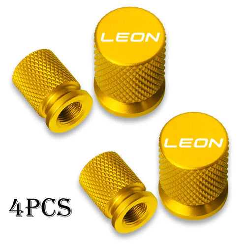 4pcs Auto CNC Badges For Seat Leon Car Wheel Tire Valve Caps Tyre Stem Covers Airdust Waterproof Accessorie CM World