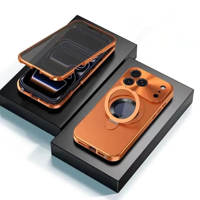 Original Farve Bagplade Mobiletui Til iPhone 17/14/15/16 Pro Max Magnetsuge Holder Metalramme All-Inclusive Spejlbeskyttelse Etu Car Mobile World