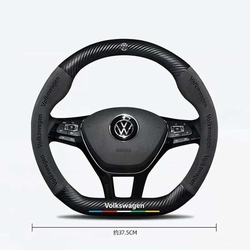 Car Anti-Slip Suede Steering Wheel Cover For Volkswagen Passat Golf GTI Beetle Tiguan Touareg Polo T-ROC ID.3 ID.4 Jetta T-Cross CM World