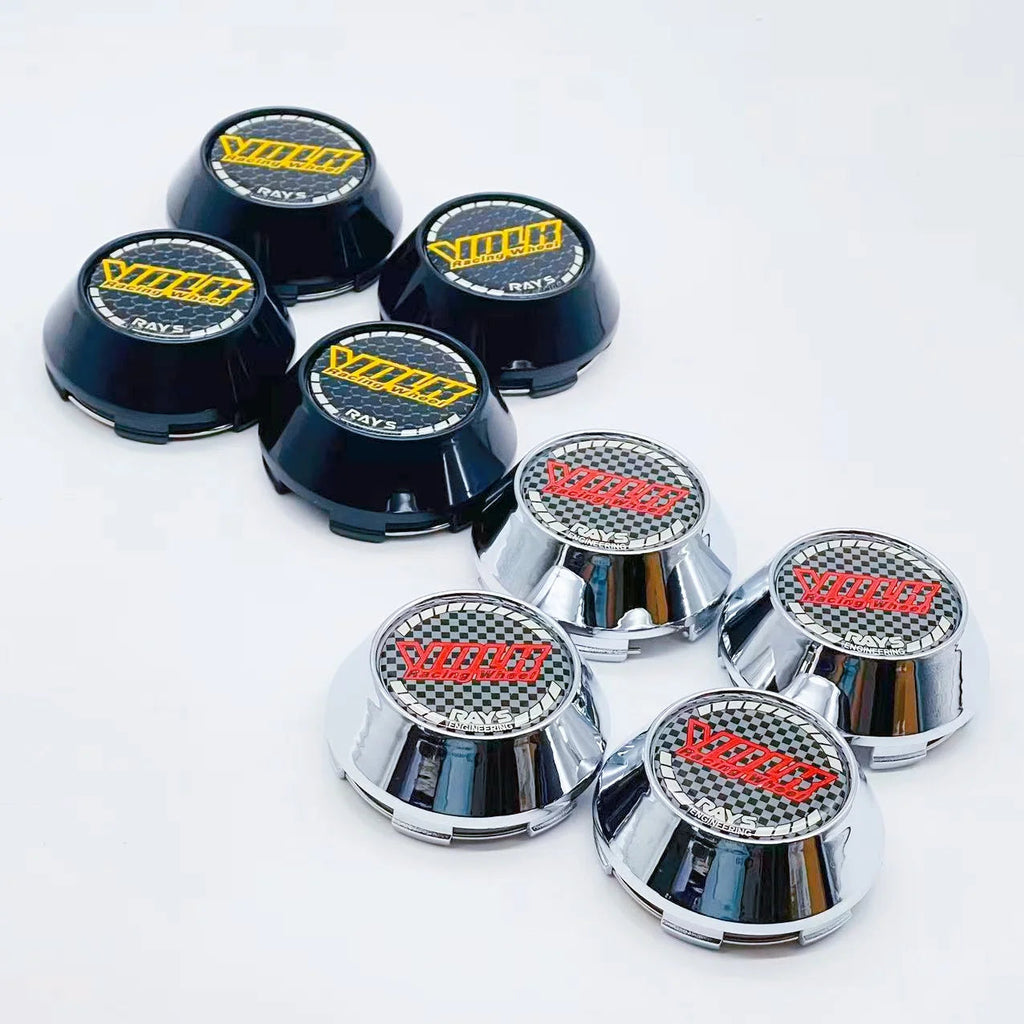 4PCS JDM Sport Rim Cap Clip 60mm 64mm 65mm 68mm 69mm VOLK RAYS Emblem Sticker Wheel Center Hub Caps Car Cover Cap Black & Silver CM World