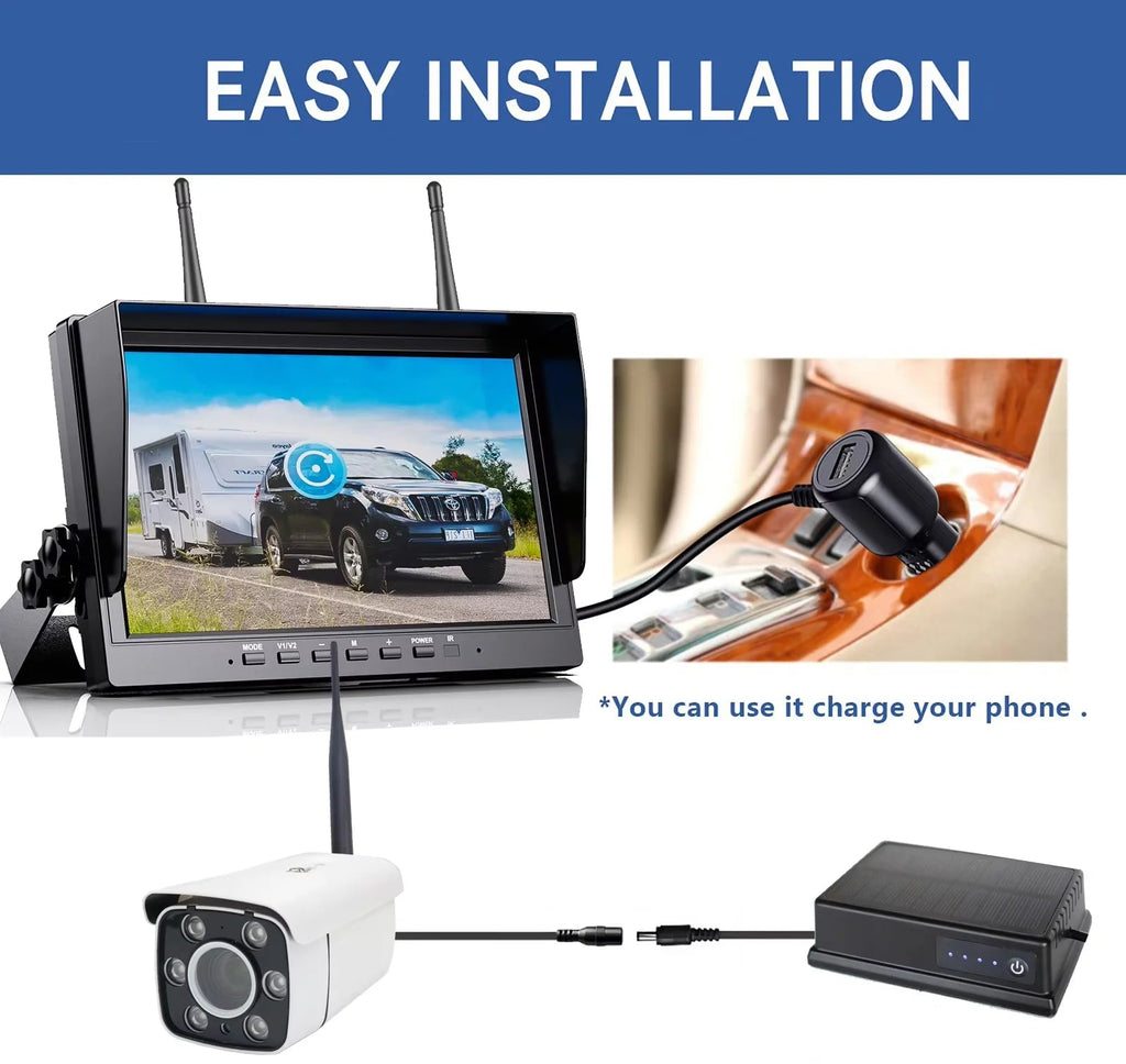 Lastbus Digital Wireless Tower Crane 30x Zoom Monitoring Camera Car Reversing 10.1" Quad DVR Monitor kits For Tower Crane Car Mobile World