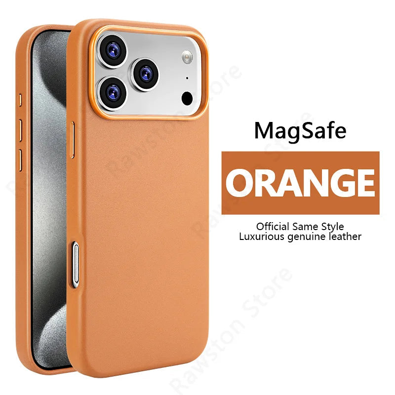 Official Magnetic Leather Case for Apple iPhone 17 Pro Max 16 13 12 14 15 Plus Original MacSafe for MagSafe Cover Accessories Car Mobile World