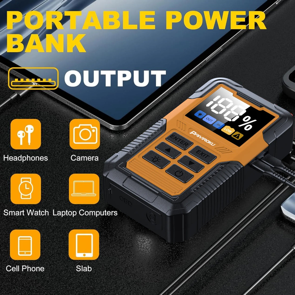 Car Battery Jump Starter with OBD2 Scanner 5000A Battery Jumper Starter，Code Reader for Check Engine Light, Diagnostic Tool
