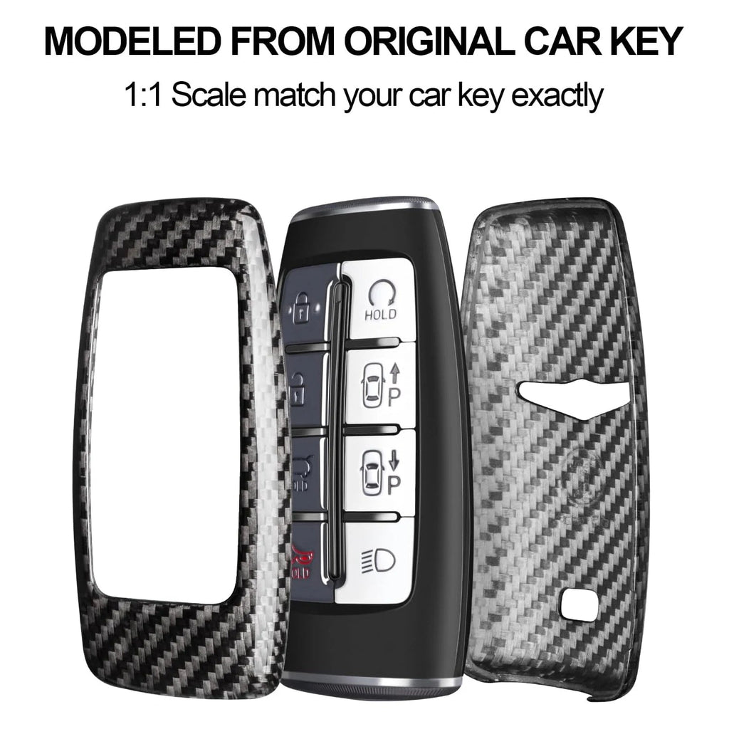 For 8 6 4 Button Genesis Key Cover Carbon Fiber Key Shell For Hyundai Genesis GV70 GV80 GV90 Key Case with Keychain Accessories CM World