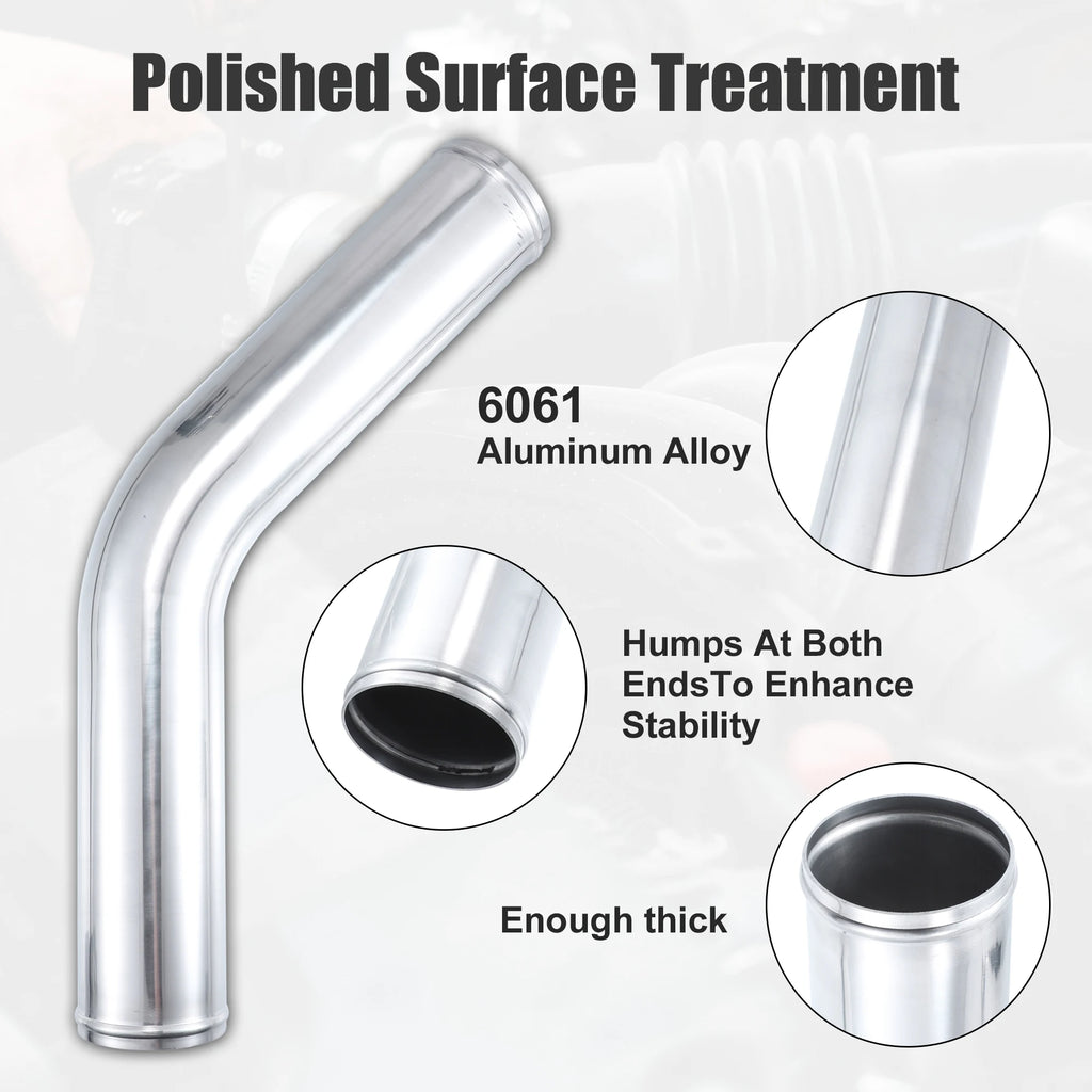 UXCELL 45 Degree Intercooler Pipe 63mm 70mm 76mm OD 300mm 500mm Long Aluminum Alloy Tube Intercooler Pipe Air Intake Tube