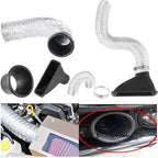 Turbo Air Inlet Tuyere Car Front Bumper Air Intake System Universal Round/Square Nozzles Air Vent Tube Kit Air Funnel Pipe Set