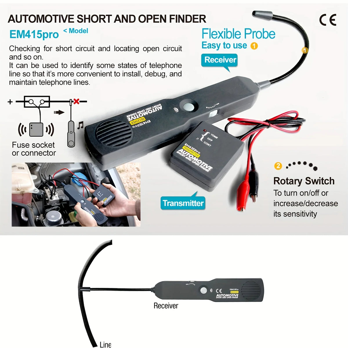 Automotive Short & Open Finder EM415PRO Car Short Circuit Detector Car Repair Tool Detector Track The Car Ircuit Sca Nner Tool