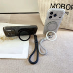 For iPhone 17 Air 16 E 11 14 13 12 XS 15 Pro Max XR SE 7/8 Plus For Magsafe Magnetic Rotating Bracket Hanging Rope Glitter Case