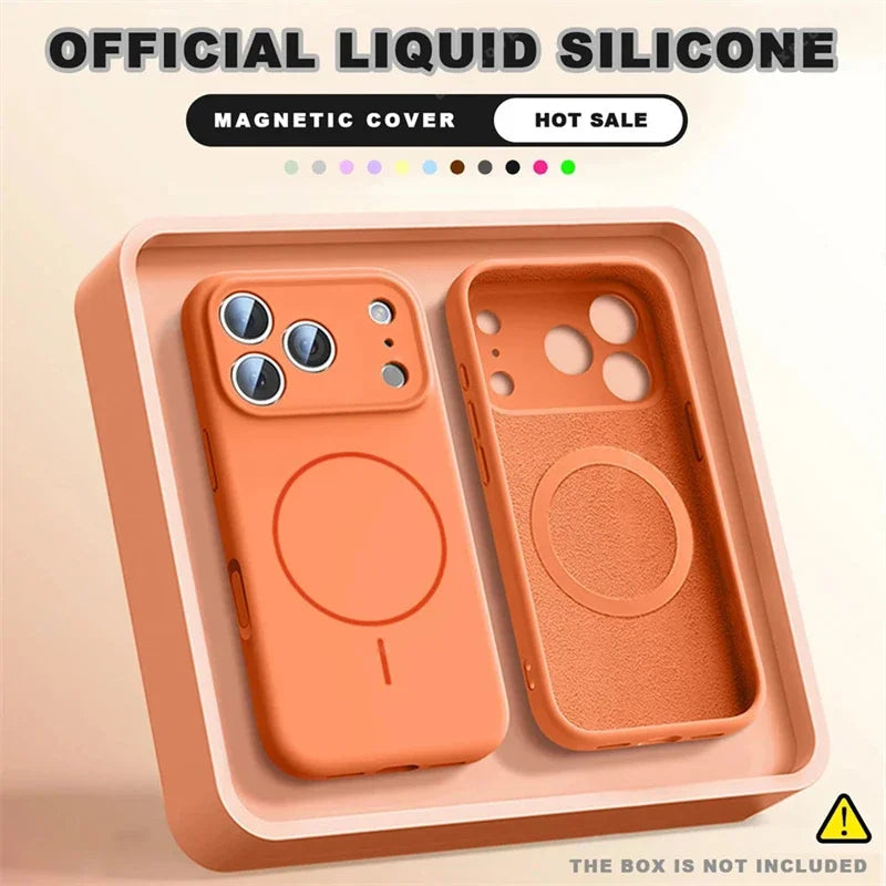 For Magsafe Liquid Silicone Phone Cases For iPhone 17 16 15 14 13 12 Pro Max 16 Plus Air Case Magnetic Wireless Charging Cover Car Mobile World