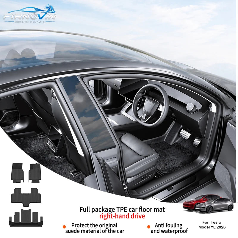 RHD Car Floor Mats For Tesla Model YL Launch2026 Luggage Mat Set Four Seasons Waterproof Anti-slip Trunk Mat Model YL Floor Mats