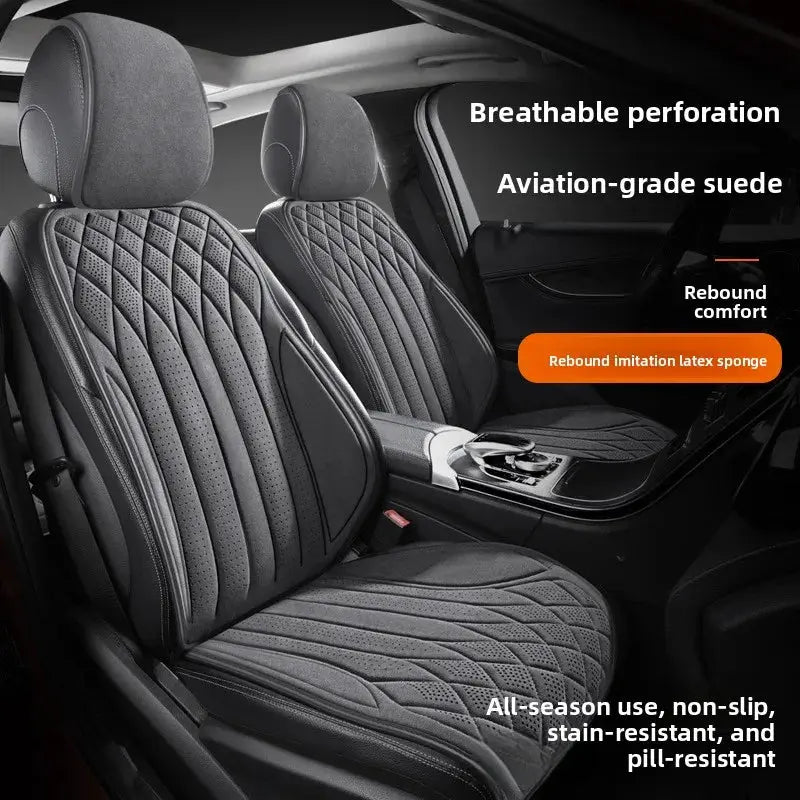Car Suede Seats Protection Universal Car Seat Cover All Season Breathable High Quality Perforated Latex Suede SUV Seat Covers Car Mobile World