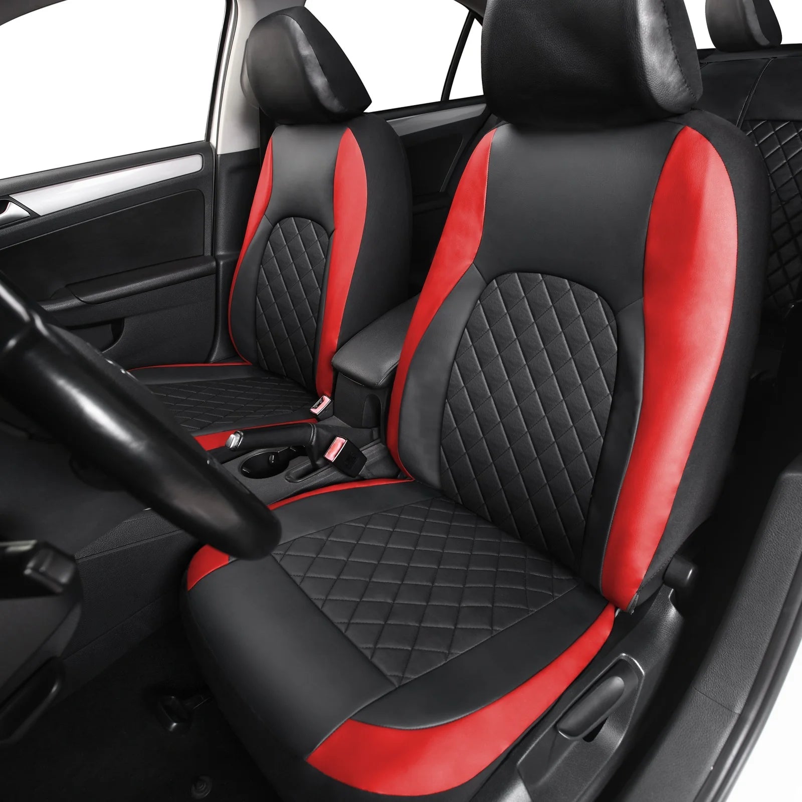 Universal Faux Leather Car Seat Covers Full Set – Includes Front Seats and Rear Bench, Fits Most SUVs and Trucks CM World