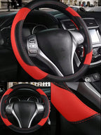 PU Leather Car Steering Wheel Cover - Breathable Microfiber, Anti-Slip & Wear-Resistant, Universal Fit for 37-38cm Wheels CM World