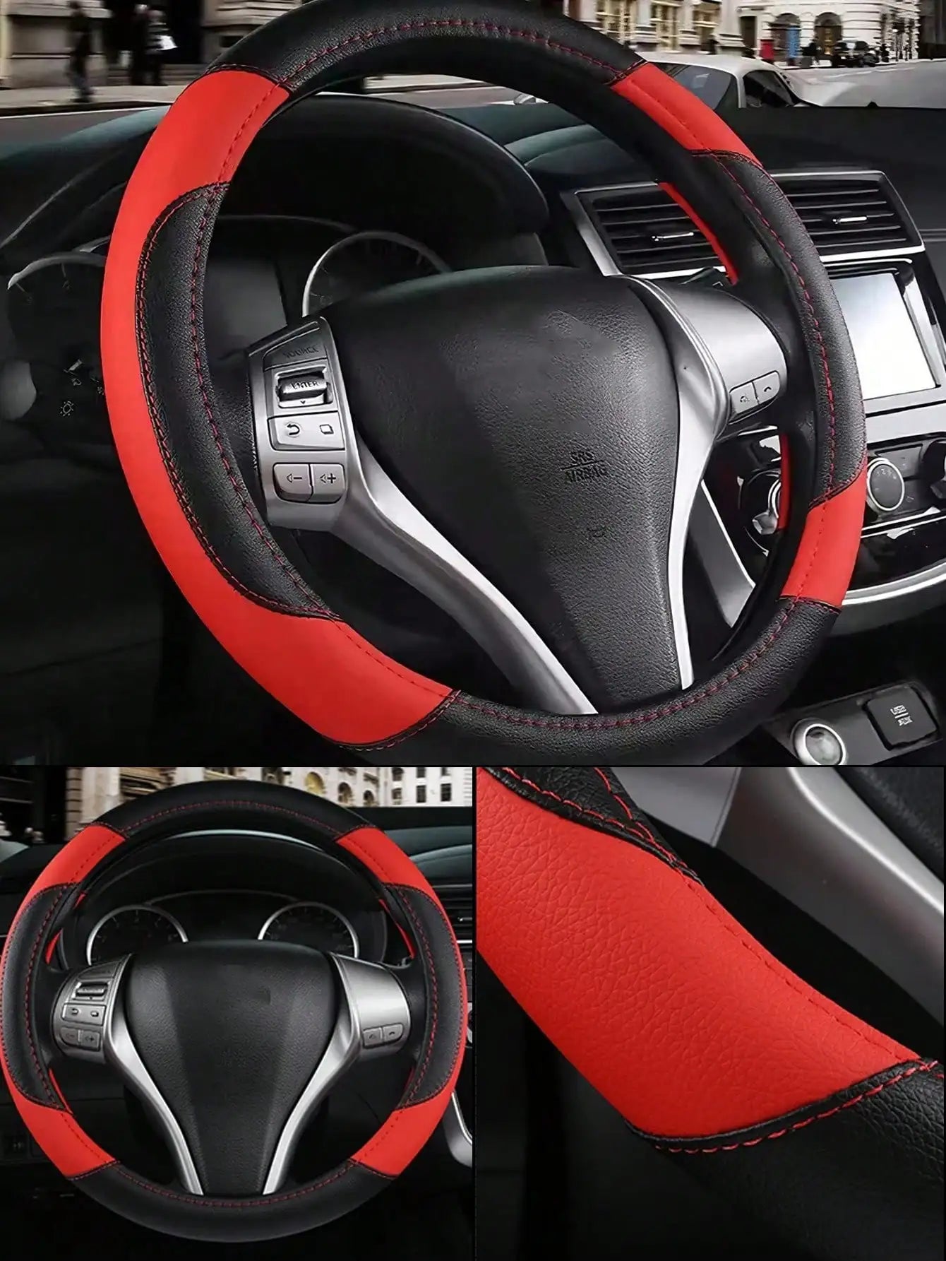 PU Leather Car Steering Wheel Cover - Breathable Microfiber, Anti-Slip & Wear-Resistant, Universal Fit for 37-38cm Wheels CM World