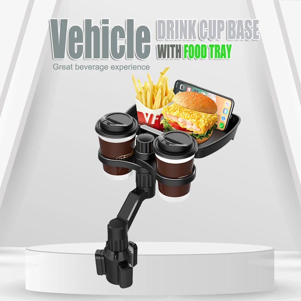 Multifunctional Vehicle Drink Cup Base with Food Tray Cell Phone Holder Adjustable Base Car Upholstery Accessories CM World