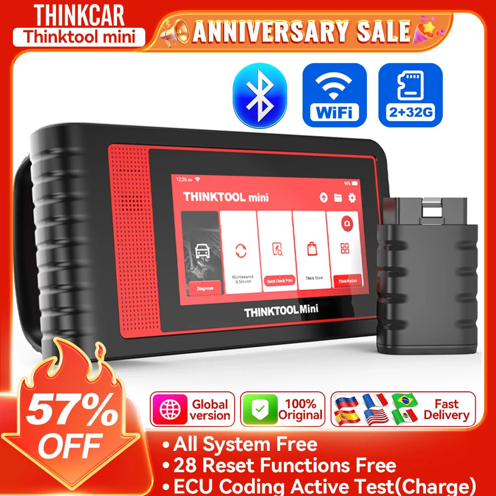 THINKTOOL MINI/MINI2 Car Scanner Auto All System Diagnostic Tool 28 Reset Scan Tool Bidirectional Control ECU Coding Code Reader Car Mobile World