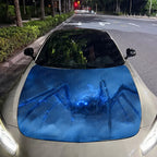 Blue Fluorescent Spider Car Vinyl Wrap - PVC Material,Durable And Stylish Bonnet Decal For Cars, Trucks, And SUVs,Car Stickers F