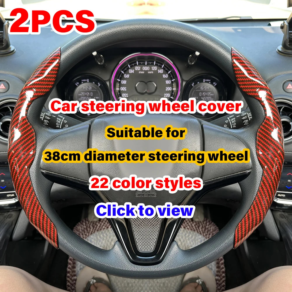2PCS Universal Car Steering Wheel Booster Leathert Cover Non-Slip Auto Interior Steer Protector interior Decoration Accessories CM World
